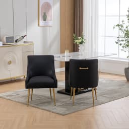 SEYNAR Modern Glam PU Leather Dining Chair or Vanity Chair Set of 2 with Rear Handle