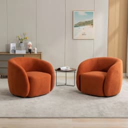 SEYNAR Modern Velvet 360 Degree Swivel Accent Armchair Set of 2,Upholstered Round Barrel Side Chair for Living Room