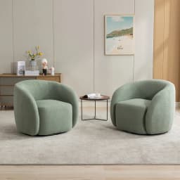 SEYNAR Modern Velvet 360 Degree Swivel Accent Armchair Set of 2,Upholstered Round Barrel Side Chair for Living Room
