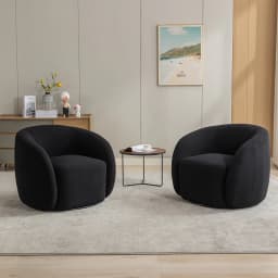 SEYNAR Modern Velvet 360 Degree Swivel Accent Armchair Set of 2,Upholstered Round Barrel Side Chair for Living Room