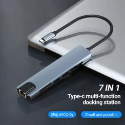 7 in 1 Type C Docking Station with Sd TF Card Reader Ethernet PD Ports USB 3.0 and Ports USB 3.0 2.0 for MacBook Pro Air HP XPS
