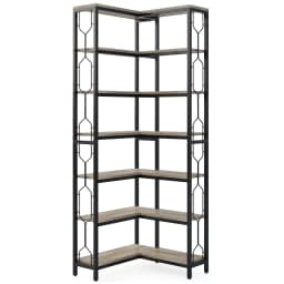 Tribesigns 7-Shelf Corner Bookshelf,Large Modern Corner Bookcase, 7-Tier Tall Corner Shelf Storage Display Rack with Metal Frame
