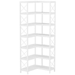 Tribesigns 7-Shelf Corner Bookshelf,Large Modern Corner Bookcase, 7-Tier Tall Corner Shelf Storage Display Rack with Metal Frame