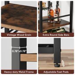 Tribesigns 20 Bottle Wine Bakers Rack, 9 Tier Freestanding Wine Rack with Glass Holder and Storage Shelves