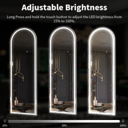 63"x20" Arched Full Length Mirror with Lights,LED Mirror Full Length,Lighted Floor Mirror with Stand,Full Body Mirror