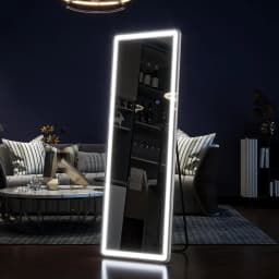 63"x20" Full Length Mirror with Lights,LED Mirror Full Length,Lighted Floor Mirror with Stand,Full Body Mirror with Dimming