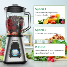 BioloMix 1300W Smoothie Maker with 1.5L Glass Jar Personal Blender for Frozen Fruit Drinks And Sauces