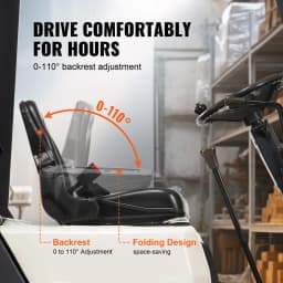 SucceBuy Universal Forklift Seat Fold Down Tractor Seat with Adjustable Angle Back and Micro Switch Comfortable Forklift Seat