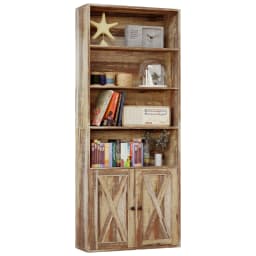 IRONCK Industrial Bookshelves and Bookcases with Doors Floor Standing 6 Shelf Display Storage Shelves 70 in Tall Bookcase Home D