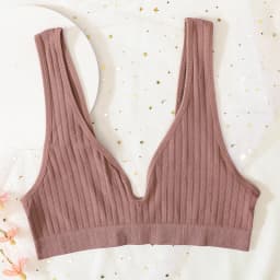 Push-Up Bras For Women Seamless Ribbed Deep V Bralette Unlined Sexy Lingerie Wireless Crop Top S-XL Plunge Sports Underwear