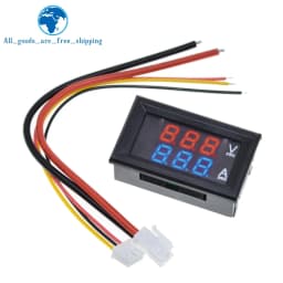 TZT DC 0-100V 10A Digital Voltmeter Ammeter Dual Display Voltage Detector Current Meter Panel Amp Volt Gauge 0.28" Red Blue LED