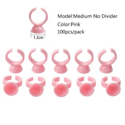100Pcs Disposable False Lashes Glue Ring Cup Adhesive Pallet for Eyelash Extension Holder Container Tattoo Pigment Makeup Tools