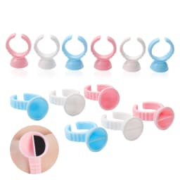 100Pcs Disposable False Lashes Glue Ring Cup Adhesive Pallet for Eyelash Extension Holder Container Tattoo Pigment Makeup Tools