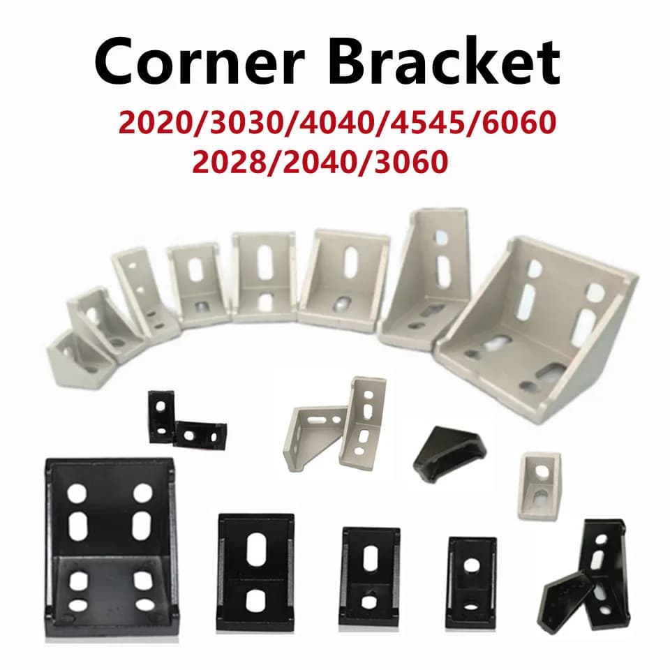 2020 2028 3030 3060 4040 4545 6060 20/30/40/45/60 Aluminum Profile Connector CNC Router Aluminum Corner Bracket 2040 3060 4545