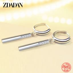ZDADAN 925 Sterling Silver Long Drop Earrings For Women Fashion Wedding Party Jewelry Gift