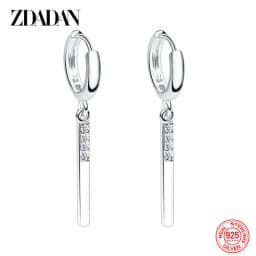 ZDADAN 925 Sterling Silver Long Drop Earrings For Women Fashion Wedding Party Jewelry Gift
