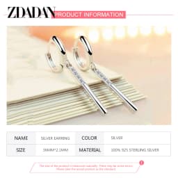 ZDADAN 925 Sterling Silver Long Drop Earrings For Women Fashion Wedding Party Jewelry Gift