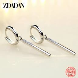 ZDADAN 925 Sterling Silver Long Drop Earrings For Women Fashion Wedding Party Jewelry Gift