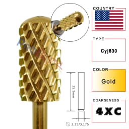 RolinStar 6.6 Large Round Top Barrel 4XC Gold Silver Dark Purple Blue Rainbow Rose Gold 7 Different Color Nail Drill Bits