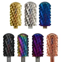 RolinStar 6.6 Large Round Top Barrel 4XC Gold Silver Dark Purple Blue Rainbow Rose Gold 7 Different Color Nail Drill Bits