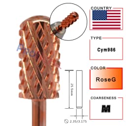 RolinStar 6.6 Large Round Top Barrel 4XC Gold Silver Dark Purple Blue Rainbow Rose Gold 7 Different Color Nail Drill Bits