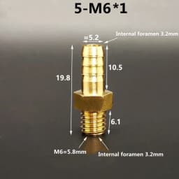 5pcs M4 M5 M6 M8 Metric Male Thread To 3mm 4mm 5mm 6mm 8mm Hose Barb OD Brass Barbed Pipe Fitting Coupler Connector Adapter