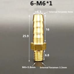 5pcs M4 M5 M6 M8 Metric Male Thread To 3mm 4mm 5mm 6mm 8mm Hose Barb OD Brass Barbed Pipe Fitting Coupler Connector Adapter