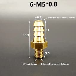 5pcs M4 M5 M6 M8 Metric Male Thread To 3mm 4mm 5mm 6mm 8mm Hose Barb OD Brass Barbed Pipe Fitting Coupler Connector Adapter