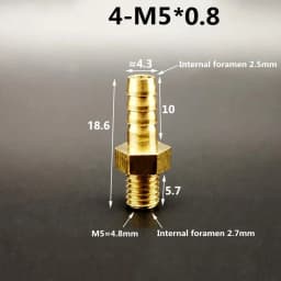 5pcs M4 M5 M6 M8 Metric Male Thread To 3mm 4mm 5mm 6mm 8mm Hose Barb OD Brass Barbed Pipe Fitting Coupler Connector Adapter