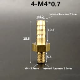 5pcs M4 M5 M6 M8 Metric Male Thread To 3mm 4mm 5mm 6mm 8mm Hose Barb OD Brass Barbed Pipe Fitting Coupler Connector Adapter