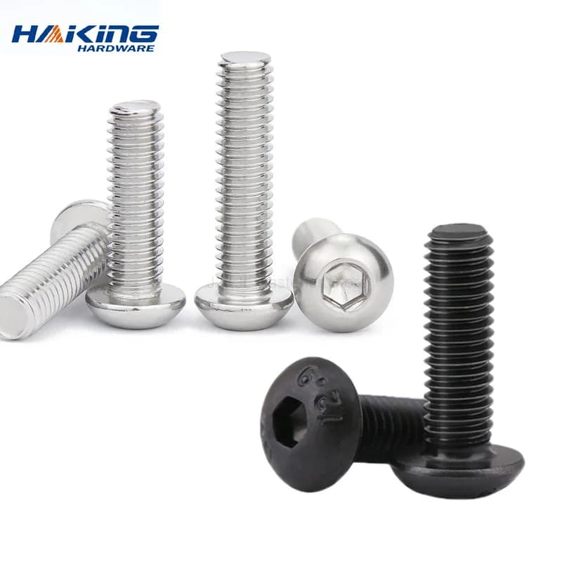5-50pcsISO7380M2M2.5M3M4M5M6M8304A2RoundStainlessSteelorBlack10.9GradeHexSocketButtonHeadAllenBoltScrew