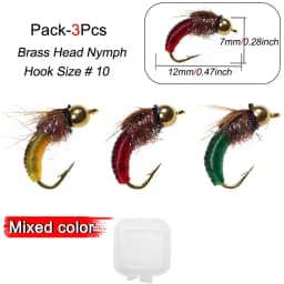 3Piece Realistic Nymph Scud Fly For Trout Fishing Artificial Insect Bait Lure Simulated Scud Worm Fishing Lure
