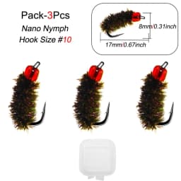 3Piece Realistic Nymph Scud Fly For Trout Fishing Artificial Insect Bait Lure Simulated Scud Worm Fishing Lure