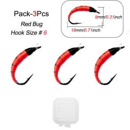 3Piece Realistic Nymph Scud Fly For Trout Fishing Artificial Insect Bait Lure Simulated Scud Worm Fishing Lure