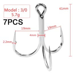 Huge Treble Hooks 4X Strong 1#-10/0# Fishhook Super Sharp Barbed Carbon Steel Anchor Tackle Round Bend Angle for Big Fish Hook