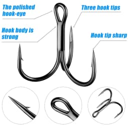 Huge Treble Hooks 4X Strong 1#-10/0# Fishhook Super Sharp Barbed Carbon Steel Anchor Tackle Round Bend Angle for Big Fish Hook