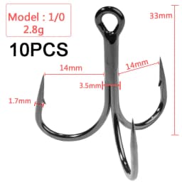 Huge Treble Hooks 4X Strong 1#-10/0# Fishhook Super Sharp Barbed Carbon Steel Anchor Tackle Round Bend Angle for Big Fish Hook