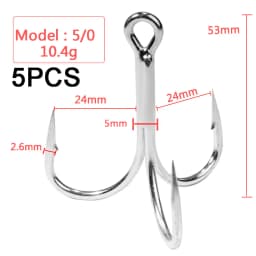 Huge Treble Hooks 4X Strong 1#-10/0# Fishhook Super Sharp Barbed Carbon Steel Anchor Tackle Round Bend Angle for Big Fish Hook