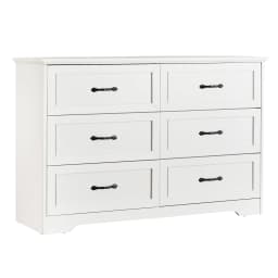 6 Drawer Dresser, Farmhouse Chest of Drawer with Metal Handles, Modern Storage Organizer with Anti-Collapse Design