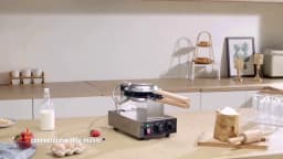 SucceBuy Commercial Egg Bubble Waffle Maker 1400W Non-Stick Stainless Steel Bubble Puff w/180° Rotatable 2 Pans & Wooden Handles