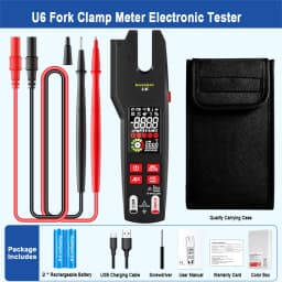 U6 U6X Digital Fork Clamp Meter 600A Current Open Jaw Ammeter Multimeter DC AC Current Hz Electrical Tester Rechargeable Battery