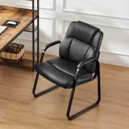 JHK Ergonomic Padded Backrest Living Room Gaming Chair Waterproof PU Leather Waiting Room Seat Thickened Sponge Cushion Arms