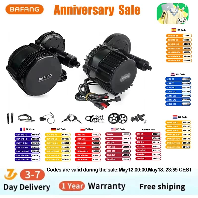 Bafang BBSHD 1000W 52V 48V 68mm 100mm 120mm Mid Drive Motor Electric Bike Conversion Kit 1000W Bicycle Motor Brushless Ebike Kit