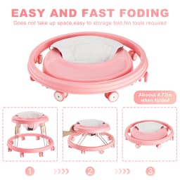 Baby Walker, Foldable Multi-Function Anti-Rollover Walker with Brake Design, 5 Level Height Adjustable, Baby Walkers