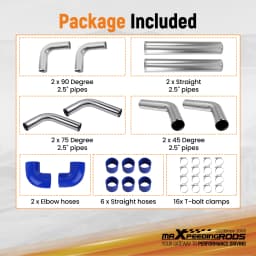 2.5 Inch Universal Aluminum Intercooler Turbo Piping Pipe Kit+ Silicone+Clamp