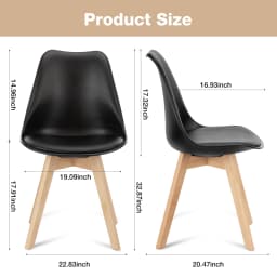JHK PU Leather Dining Chairs Set of 4 Wooden Legs Lounge Chair for Home Kitchen Comfortable Sponge Cushion Living Room Chair