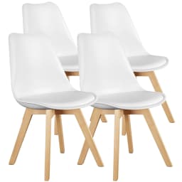 JHK PU Leather Dining Chairs Set of 4 Wooden Legs Lounge Chair for Home Kitchen Comfortable Sponge Cushion Living Room Chair