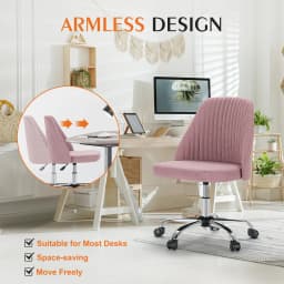 JHK Armless Small Desk Office Chair Cute Vanity Swivel Chair with Back Modern Fabric with Wheels Swivel Task Home Gaming Chair