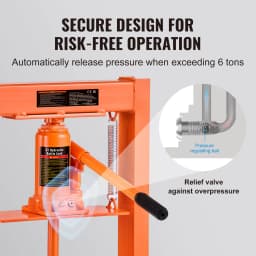 SucceBuy 6/12 Ton Hydraulic H-Frame Garage Floor Adjustable Shop Press with Plates 6/12T Orange for Garage or Professional Shop