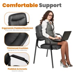 JHK Pu Leather Office Waiting Room Guest Chair Metal Frame Sponge Cushion Conference Room Lobby Table Chairs For Furniture